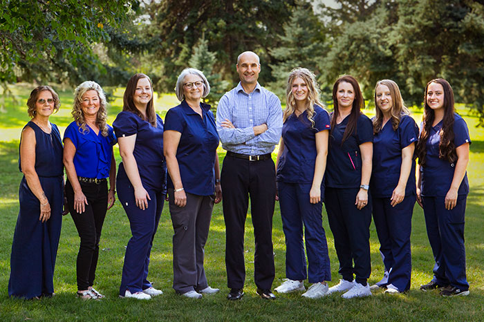 Orthodontic team photo outdoors | Marshall Orthodontics in Great Falls, MT